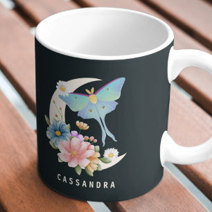 Mystieke Luna Moth Floral Moon Gepersonaliseerde n Koffiemok
