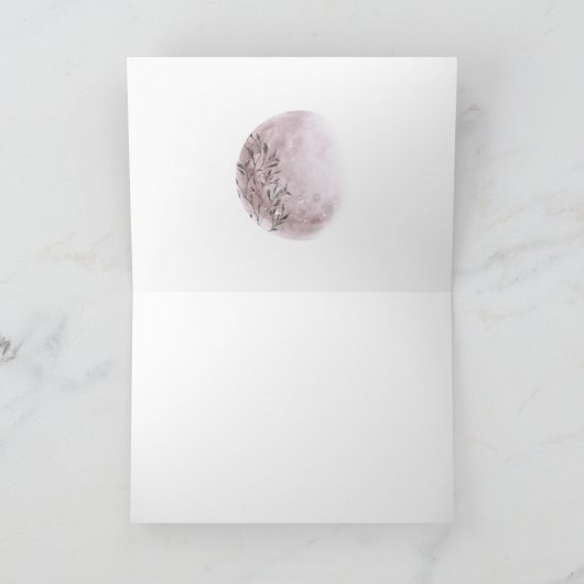 Mystieke Maan Blush Roze Bruiloft Dank u Kaart (Binnen)