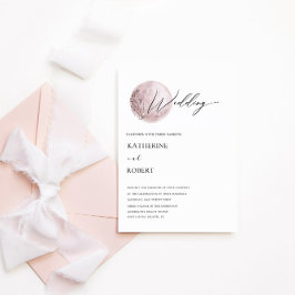 Mystieke Maan Blush Roze Bruiloft Uitnodiging