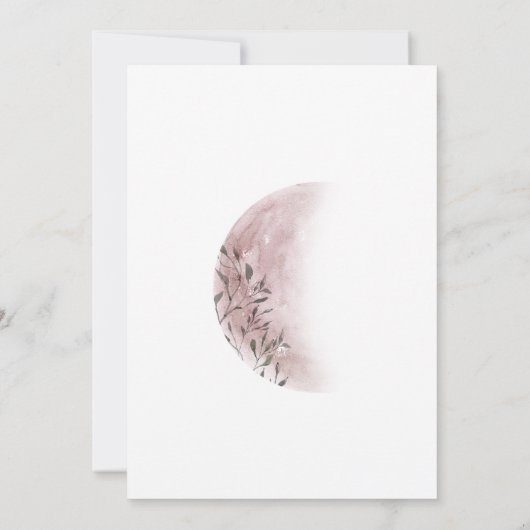 Mystieke Maan Blush Roze Bruiloft Uitnodiging (Achterkant)