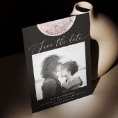 Mystieke Maan | Elegante Zwarte Kosmische Fototrou Save The Date
