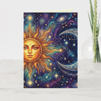 Mystieke Maan en Zon Blank Kunstkaart Kaart