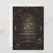 Mystieke Maan Goth Bos Bruiloft Save The Date (Voorkant)