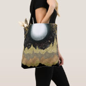 Mystieke Maan Gouden Bergen Landschap Moderne Glam Tote Bag (Dichtbij)