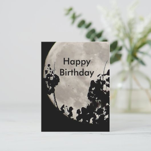 Mystieke maan verjaardag briefkaart (Staand voorkant)