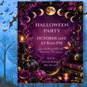 Mystieke Maanfasen Halloween Feest Kaart
