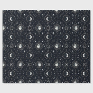 Mystieke Maanfasen Hemels Gotisch Patroon Cadeaupapier