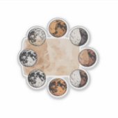 Mystieke Maanfasen Sticker – Vintage Boho  (Voorkant)