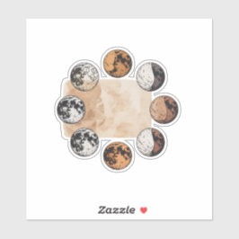 Mystieke Maanfasen Sticker – Vintage Boho