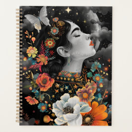 Mystieke maanverlichte bloem planner
