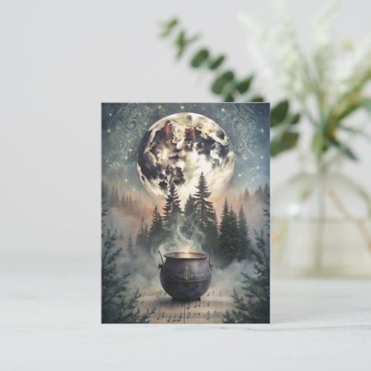 Mystieke maanverlichte boskast - Witchy Magic Art Briefkaart (Staand voorkant)