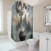 Mystieke maanverlichte boskast - Witchy Magic Art Douchegordijn (In situ)