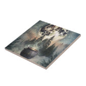 Mystieke maanverlichte boskast - Witchy Magic Art Tegeltje (Zijkant)