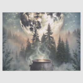 Mystieke maanverlichte boskast - Witchy Magic Art Tissuepapier