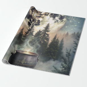 Mystieke Maanverlichte Bosketel - Hekserij Magisch Cadeaupapier