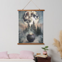 Mystieke Maanverlichte Bosketel - Hekserij Magisch Hangend Wandkleed