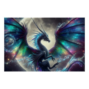 Mystieke, maanverlichte draak perfect poster