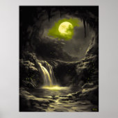 Mystieke maanverlichte grot - monochrome gloed poster (Voorkant)