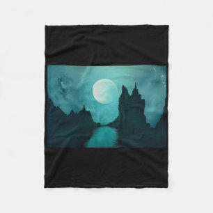 Mystieke maanverlichte landschap Fantasy nachtscèn Fleece Deken