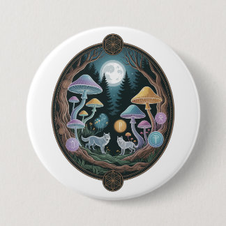 Mystieke Maanverlichte Wolven in Betoverde Paddens Ronde Button 7,6 Cm