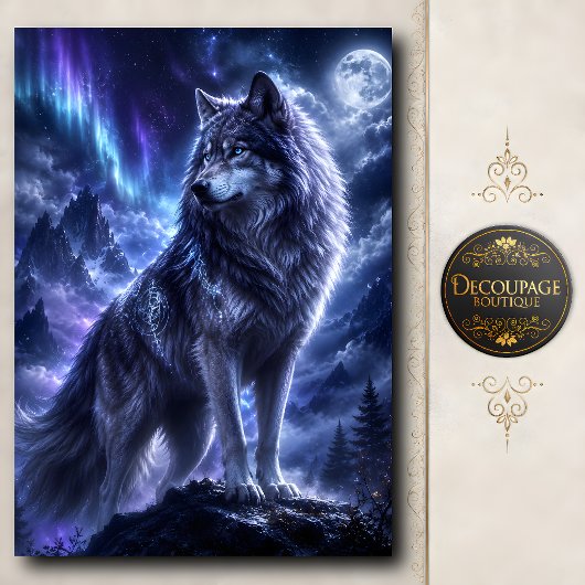 Mystieke Maanwolf Aurora Decoupage Tissuepapier