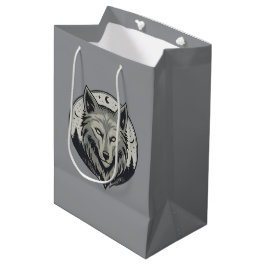 Mystieke Maanwolf Kop Vintage Design Medium Cadeauzakje