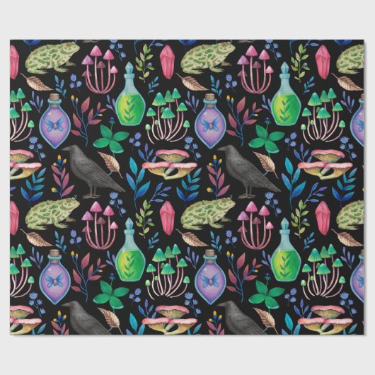 Mystieke Magic en Witchcraft Natuur Elements Cadeaupapier (Vlak)