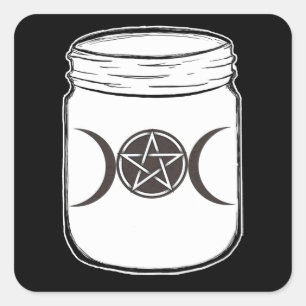 Mystieke Magie Manen Metselwerkpot Halloween Feest Vierkante Sticker