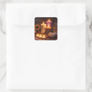 Mystieke Magische Kaarsen Hart Steen Vierkante Sticker