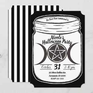 Mystieke Magische Maan Mason Pot Halloween Feestje Kaart