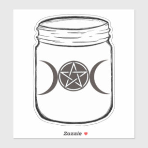 Mystieke Magische Maan Mason Pot Halloween Feestje Sticker