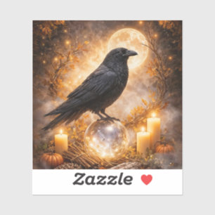 Mystieke Magische Raaf en Kaarsen  Sticker