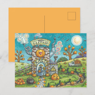 MYSTIEKE MAGISCHE TAARTFABRIEK Grappige zwarte kat Feestdagenkaart