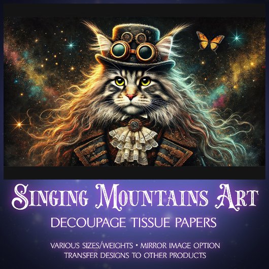 Mystieke Maine Coon Victoriaans Steampunk Decoupag Tissuepapier