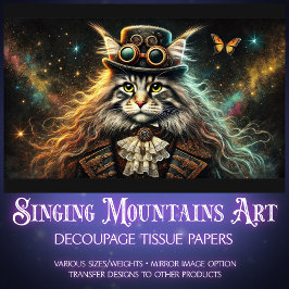 Mystieke Maine Coon Victoriaanse Steampunk Decoupa Tissuepapier