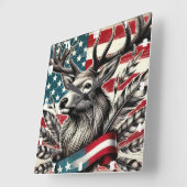 Mystieke Majestic Deer Flag Feather Vierkante Klok (Hoek)