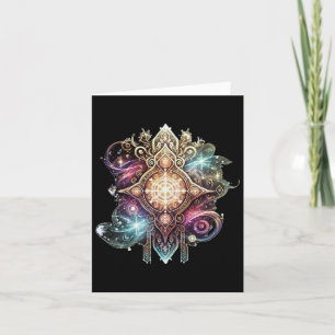 Mystieke mandala met gloeiende elementen Sticker Kaart