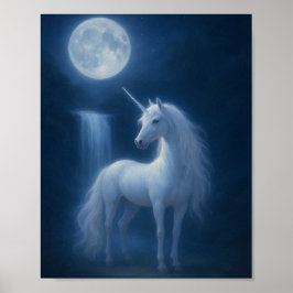 Mystieke Maneschijn Eenhoorn & Waterval Fantasie K Poster