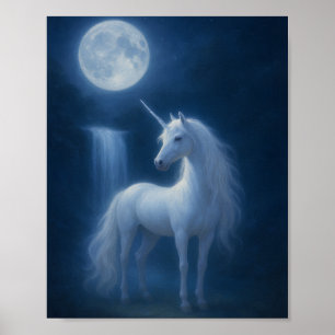 Mystieke Maneschijn Eenhoorn & Waterval Fantasie K Poster