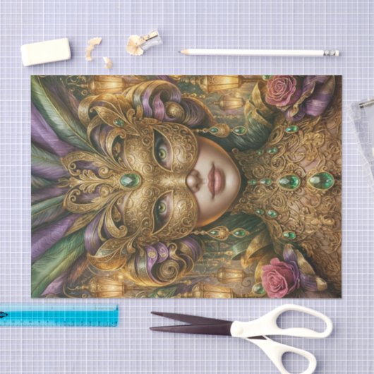 Mystieke Mardi Gras Mask Decoupage Papier (Craft)