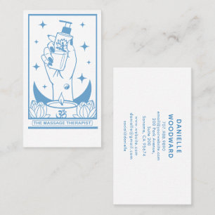 Mystieke massagetherapeut Blauwe visitekaart Visitekaartje
