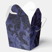 Mystieke Midnight Sky Paarse en Zwarte Damask Bedankdoosjes (Geopend)