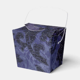 Mystieke Midnight Sky Paarse en Zwarte Damask Bedankdoosjes