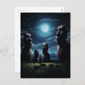 Mystieke Moai onder het maanlicht - Paaseiland Feestdagenkaart (Voorkant / Achterkant)