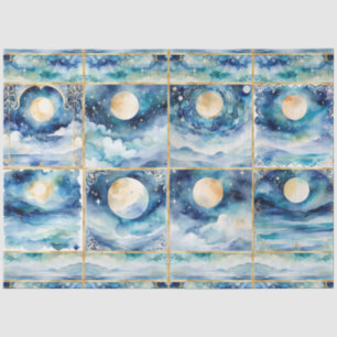 Mystieke Moonlight Stars Clouds n Zee Decoupage Tissuepapier