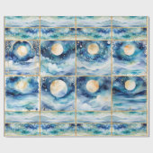 Mystieke Moonlight Stars Ocean Blue Zee Decoupage Cadeaupapier (Vlak)