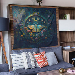 Mystieke Mot en Maanfasen Portaal Kunst GROOT Wandkleed