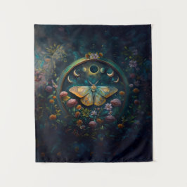 Mystieke Mot en Maanfasen Portaal Kunst Wandkleed