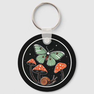 Mystieke Mot met Paddenstoelen en Slak Sleutelhanger