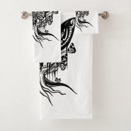 Mystieke Moth & Crescent Moon Badhanddoek Set Bad Handdoek